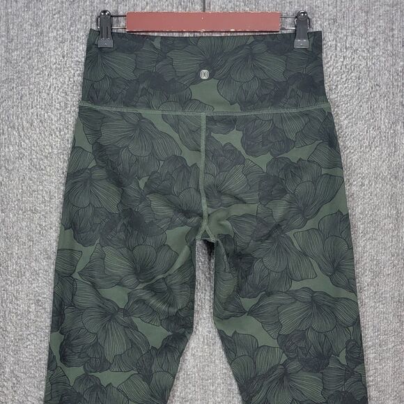 Balance Collection Leggings Womens Large Green Black Floral Watercolor BLL1126T - Picture 8 of 11